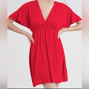 Lock & Love Women’s L Red V-Neck Kimono Style Casual Summer Dress Cover-Up New